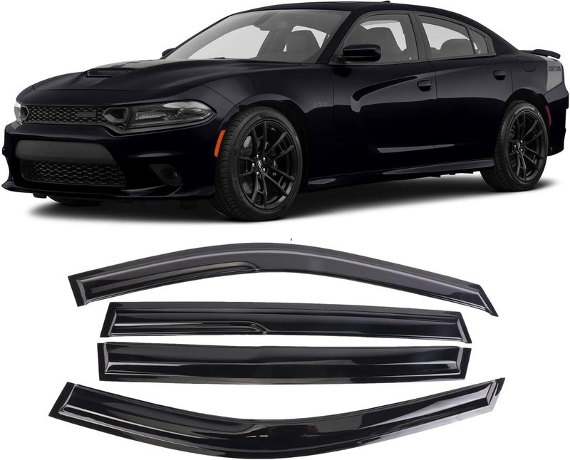 WONSABON Window Visors Rain Guards Deflector 4 Piece Set for 2011-2021 Dodge Charger 94313 - Image 1